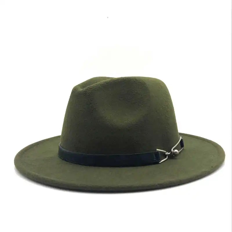 Women Men New Wool Vintage Gangster Trilby Felt Fedora Hat With Wide Brim Gentleman Elegant Lady Winter Autumn Belt Jazz Caps