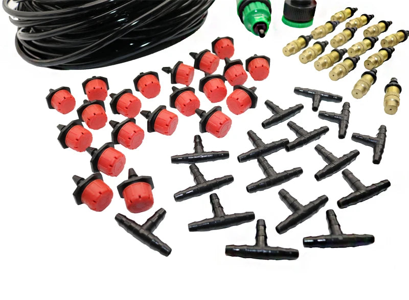 1 Set DIY Automatic Spray Kit Copper Nozzle 1/4 ' Hose Dripper 1/4 ' Tee Quick Connector Automatic Plant Waterer Mist Maker