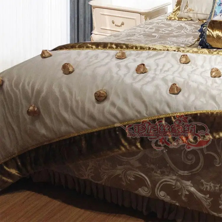 12Pcs Jacquard Bedding Set Luxury French Bed Linen King Size Duvet Cover Double Bed Cover Quilt Pillowcase