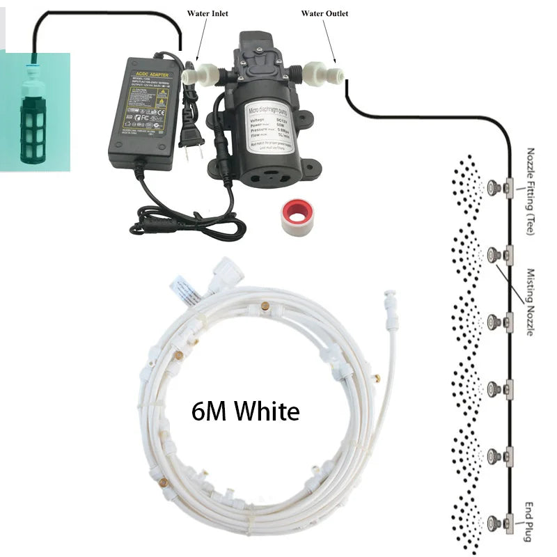 12V DC Water Spray Electric Diaphragm Pump Kit Portable Misting Automatic Booster 6-18M Atomizer Cooling System For Greenhouse