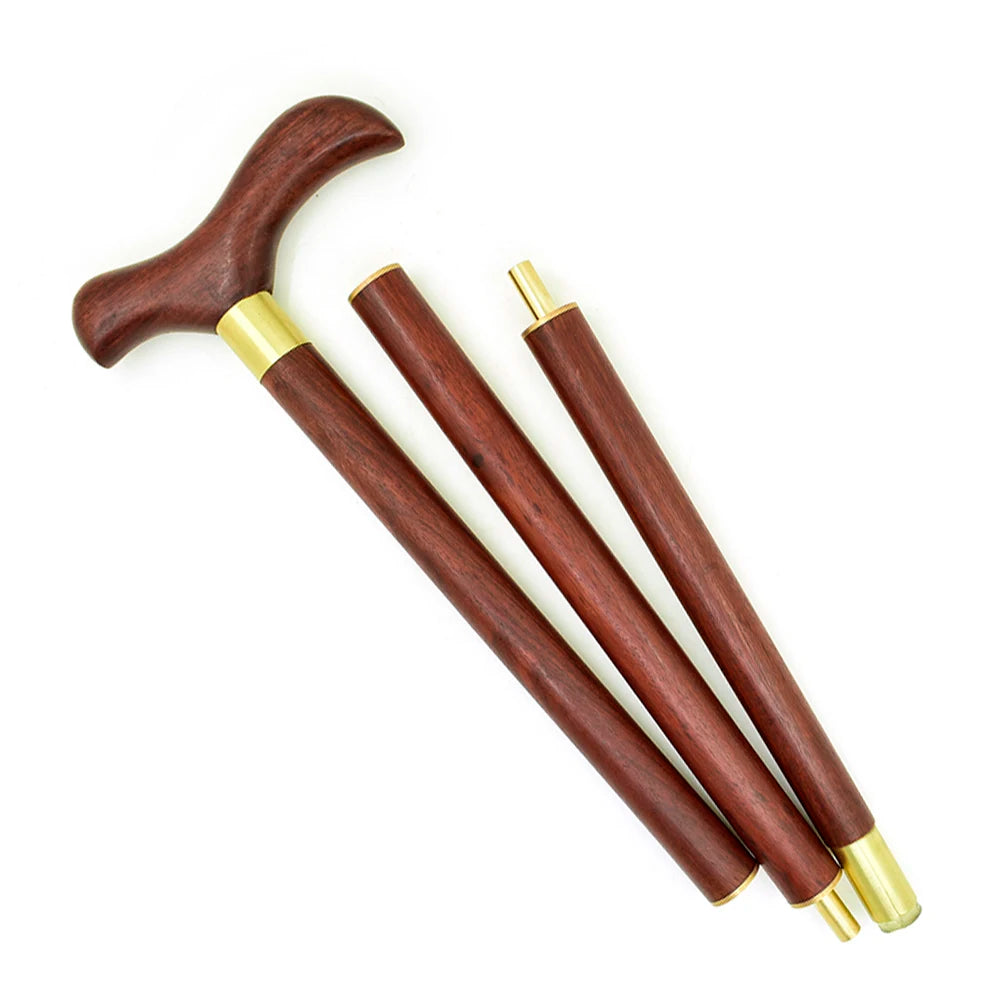 Wood Walking Stick Cane 3-Sections Foldable Wooden T Bird Handle Stick for Man Vintage Gentle Walking Cane Gentleman Stick Canes