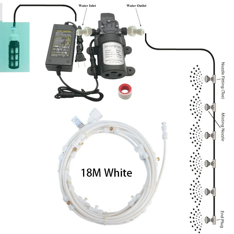 12V DC Water Spray Electric Diaphragm Pump Kit Portable Misting Automatic Booster 6-18M Atomizer Cooling System For Greenhouse