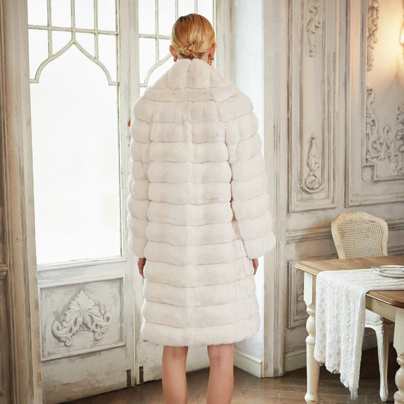 Women's Fur Coat 2223 Trend Natural Fur Long Mink White Fashion Outerwear Jackets Trench Coats New In Outdoor Clothes Clothing