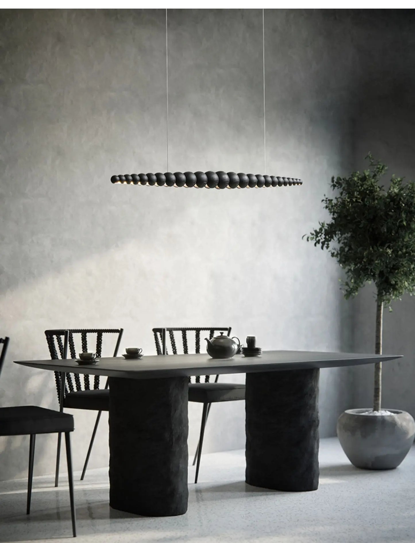 Wooden Pendant Lights Hanging Lamp Modern Table LED Long Linear Light Kitchen Island Lighting for Dining Living Room Office