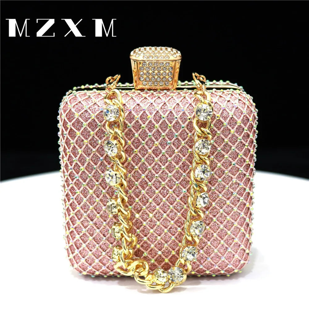 Women Evening Bags With Diamonds Style Party Handbags Metal Day Clutch Purse gold handbags for women