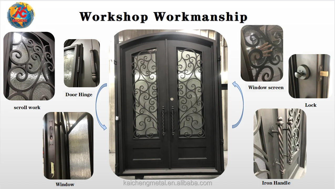 Wrought Iron Glass Door Customized Size Door Wrought Iron Simple Iron Door Hot Selling