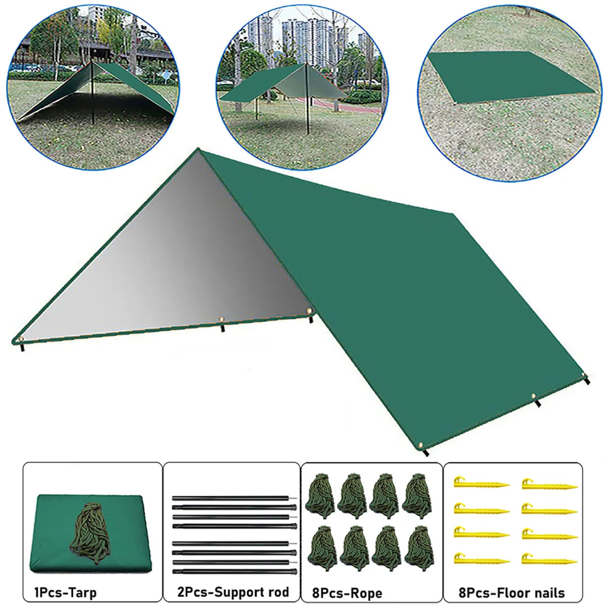 Waterproof Camping Tarp Sunshade UV Protection Lightweight Outdoor Adventure Hiking Camping Backpacking Picnic Tent Tarp