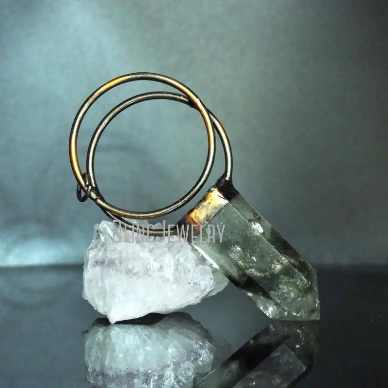 10pcs Lodolite Garden Quartz Crystal Necklace Pendant Natural Talisman Witch Wicca Pendulum Chakra Spiritual Jewelry Charms
