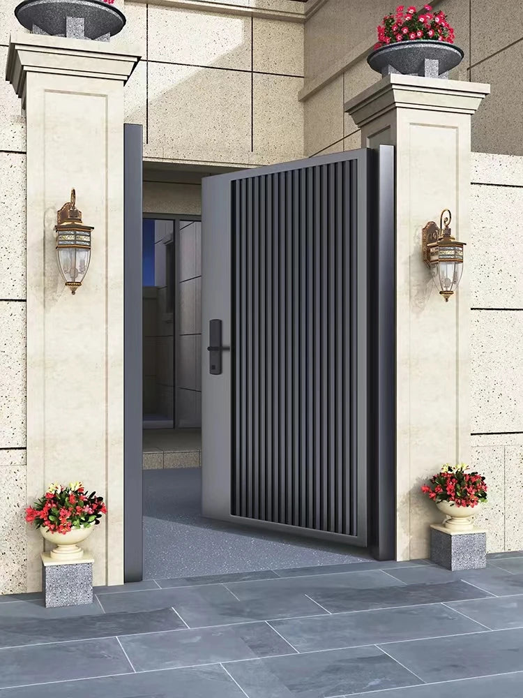 Wrought iron courtyard door Aluminum alloy villa door garden louver door outside single and double door homestay corridor entran