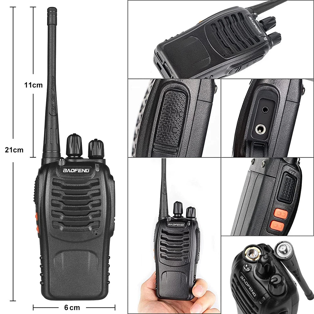 Baofeng BF-888S Walkie Talkie UHF 400-470MHz Long Range Two Way Radios with Earpiece 2 Pack for Adults or Kids Outing Camping