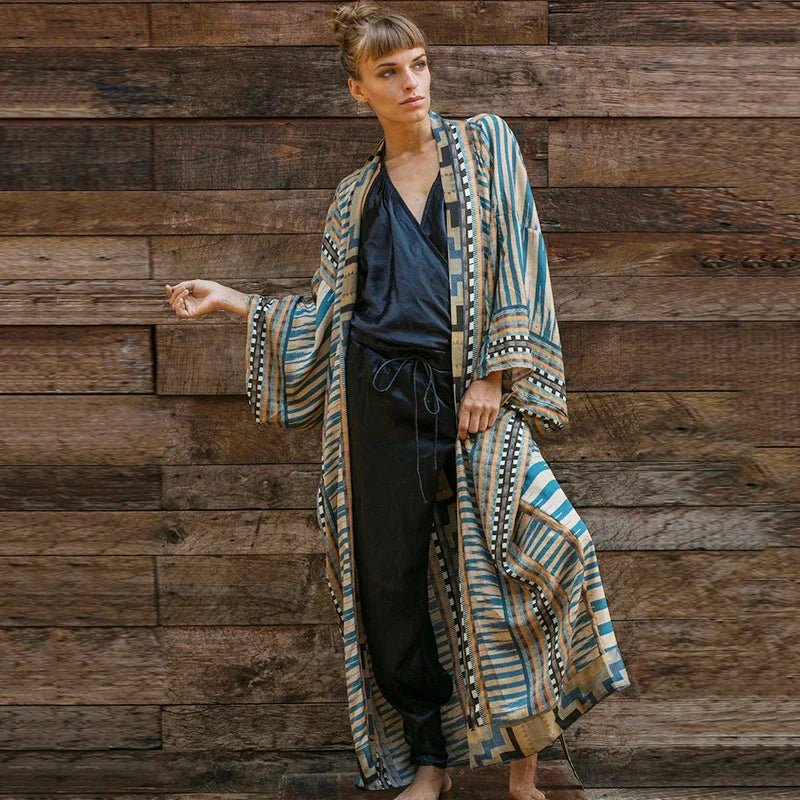 Womens Rayon Beach Blouses Kimono Cardigan Long Bikini Cover Up Bathing Suit Summer Outfit