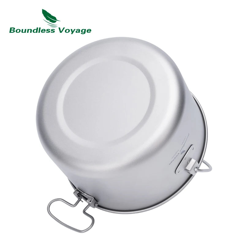 Boundless Voyage Titanium Camping Pot Big Capacity & Leightweight Outdoor Hanging Pot 2900ml 1950ml 1300ml Cooking Pot for Men