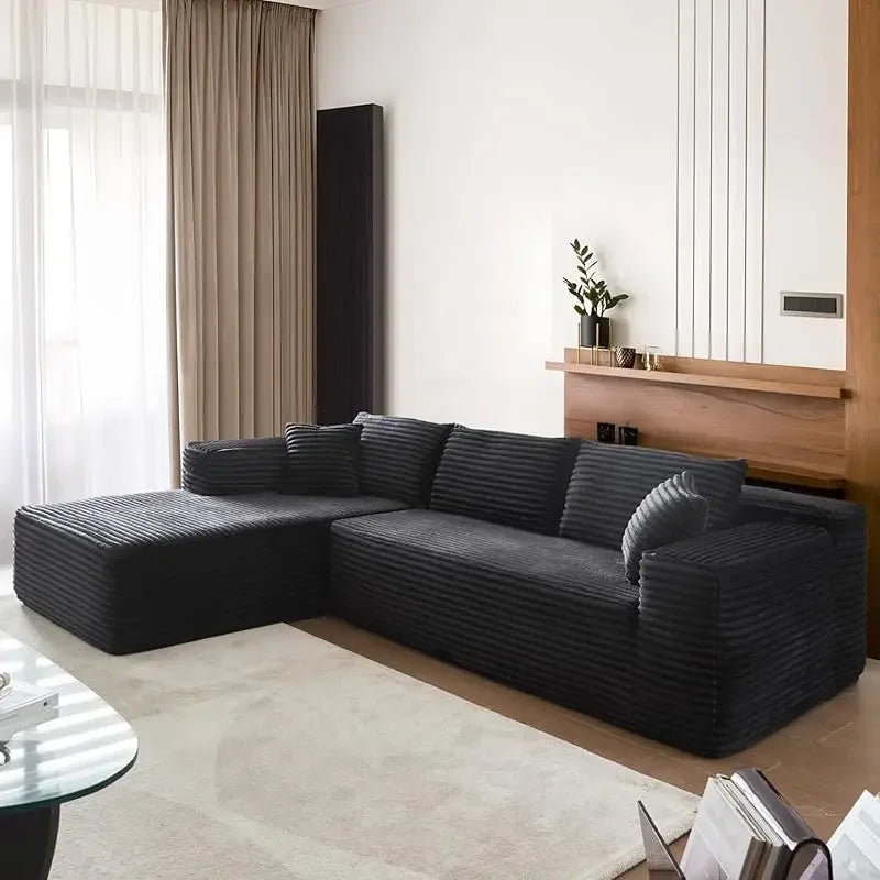 104" Cloud Sectional Couch Comfy Chaise,No Assembly Required L Shape Sofa with Deep Seat,Minimalist Modular Couches Sleeper