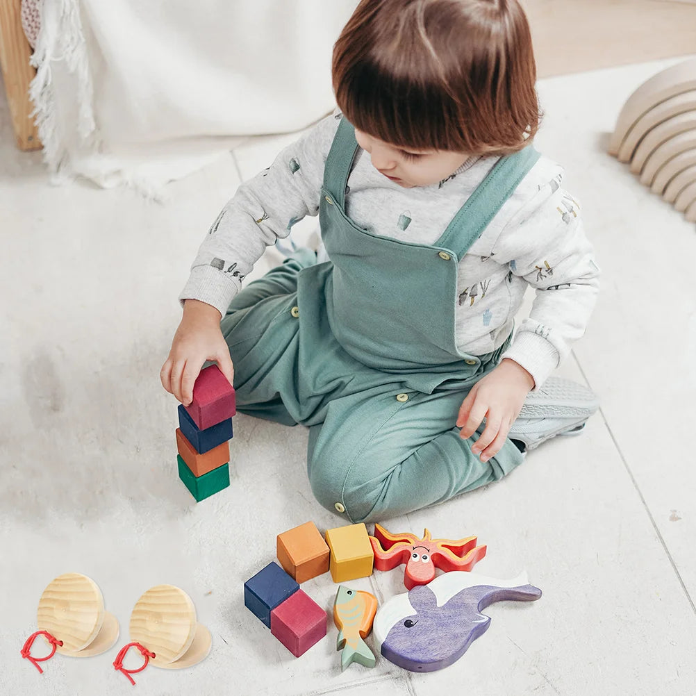 12 Pcs Castanets Children Wood Music Instrument Puzzle Kids Finger Small Wooden Infant