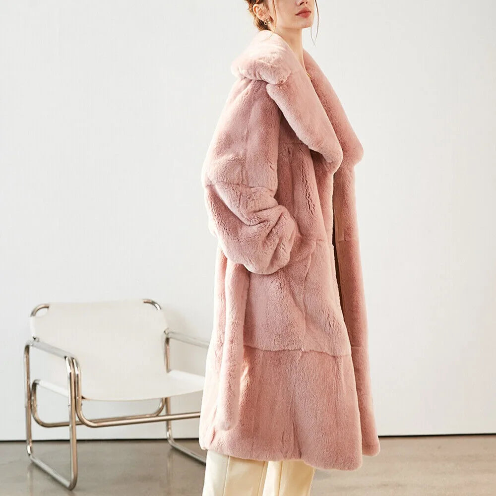 Women New Chinchilla Real Rex Rabbit Fur Coat Winter Thick Jackets Shawl Outwear women's clothing trend 2024 New in coats