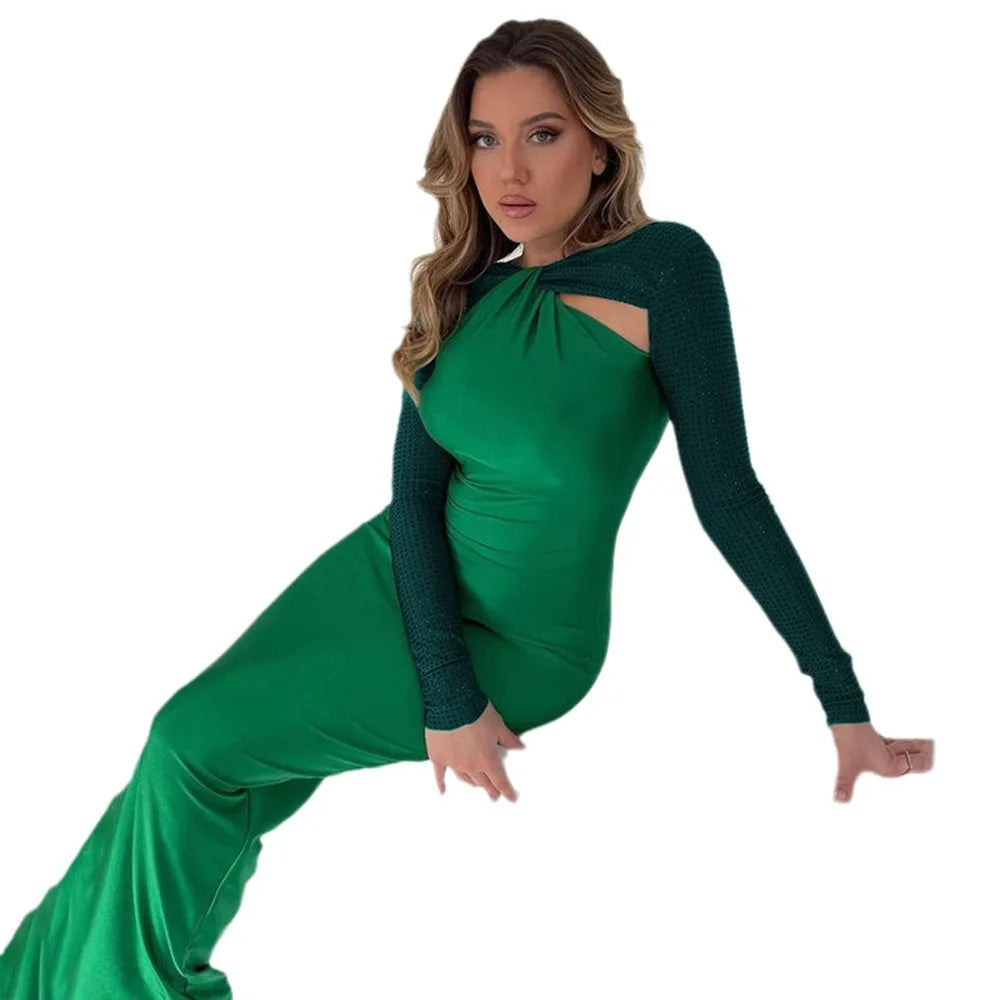 Women's autumn and winter fashion sexy personality temperament skinny long hot drill long sleeve elegant dress son
