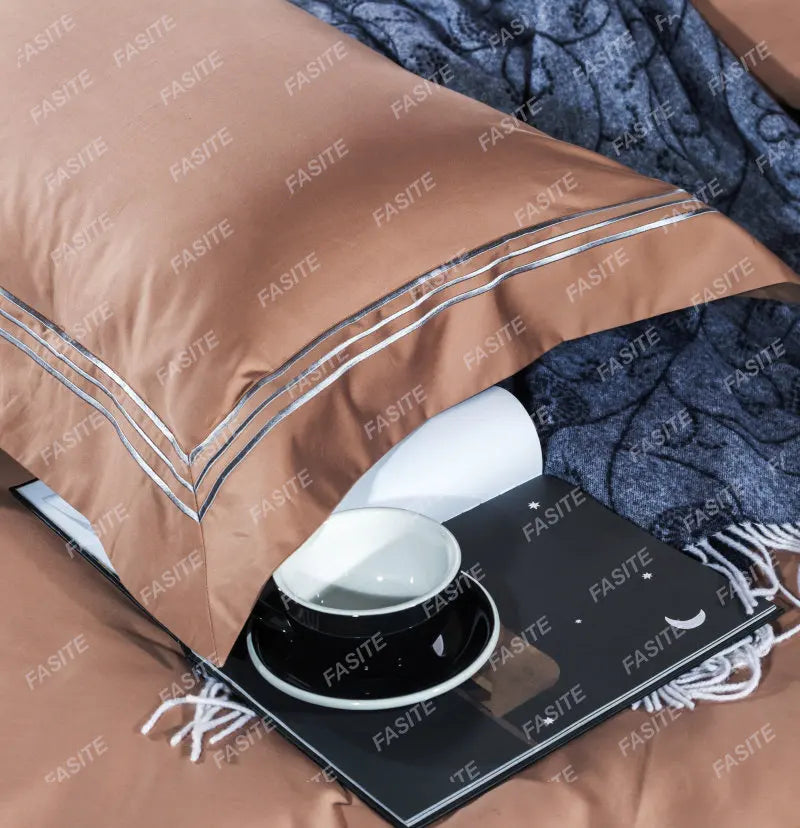 120s long-staple cotton satin cotton light luxury quilt cover four-piece high-end hotel European-style cotton bedding