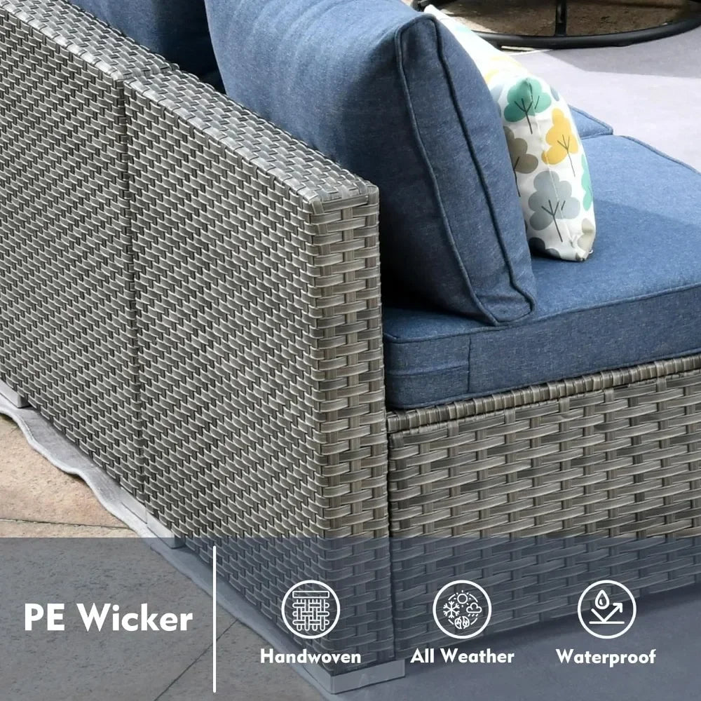 11 Pieces Outdoor Patio Furniture Set, Garden Furniture Sets with Fire Pit, Swivel Glider Chairs for Poolside Lawn Backyard