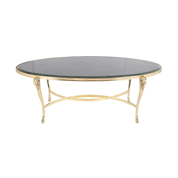 Modern Luxurious Living Room Coffee Table with Pure Copper Sheep Base