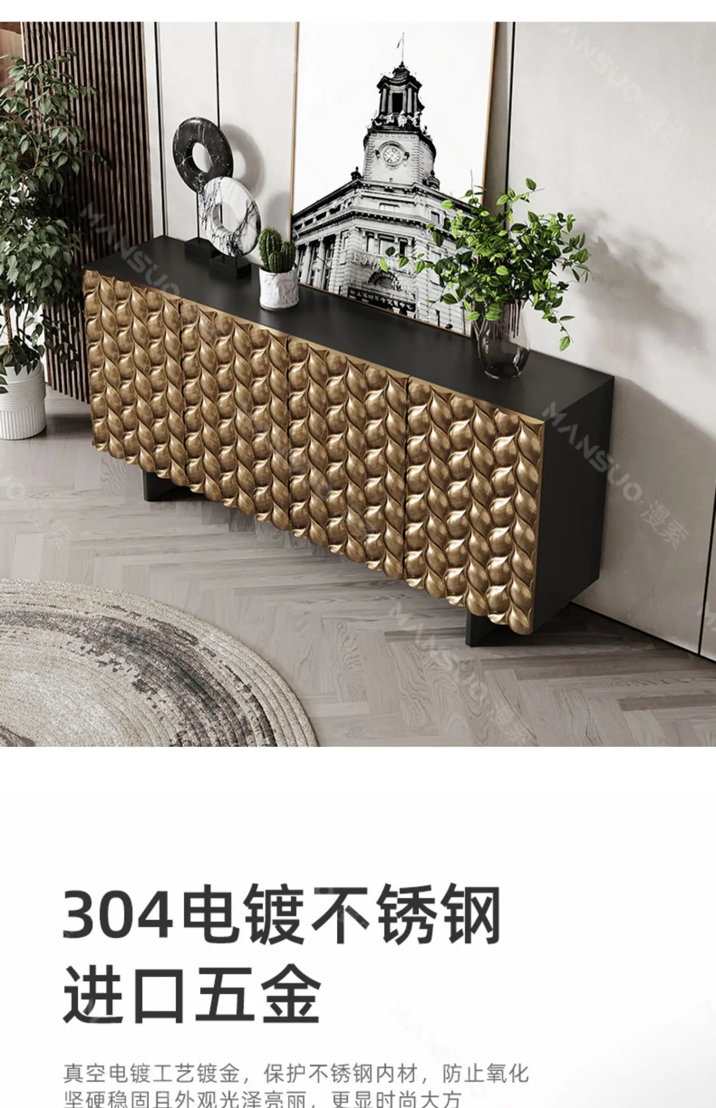 XL Light Luxury Sideboard Cabinet Post-Modern Storage Organizer Entrance Cabinet Bedroom Solid Wood TV Cabinet