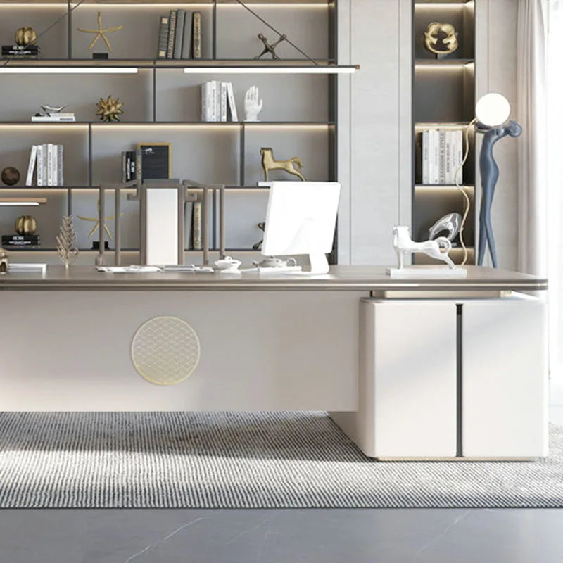White Studio Standing Desk Drawer Gadgets Makeup Modern Desk Organizer Reception Gadgets Escritorio Gaming Luxury Furniture