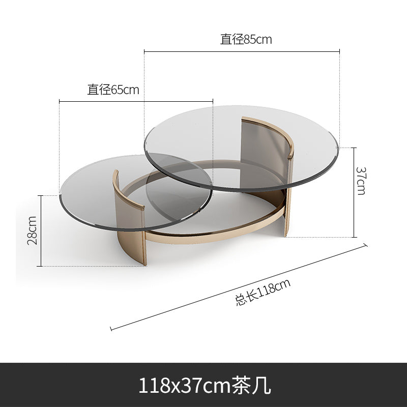 YY Small Apartment round Tea Table Tempered Glass Nordic Creative Designer Living Room Furniture