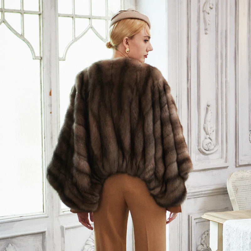 Women's Fur Coat 2223 Trend Natural Fur Long Mink Short Coffee Outerwear Jackets Trench Coats Shalw Outdoor Clothes Clothing