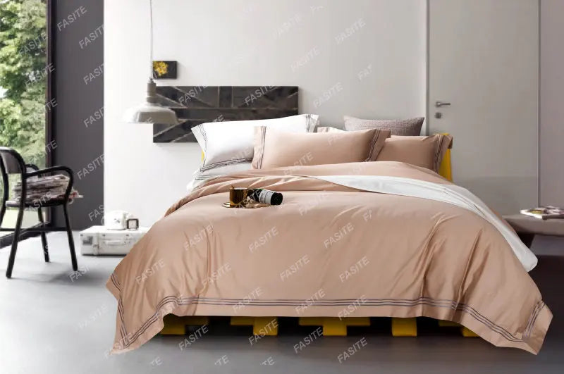 120s long-staple cotton satin cotton light luxury quilt cover four-piece high-end hotel European-style cotton bedding