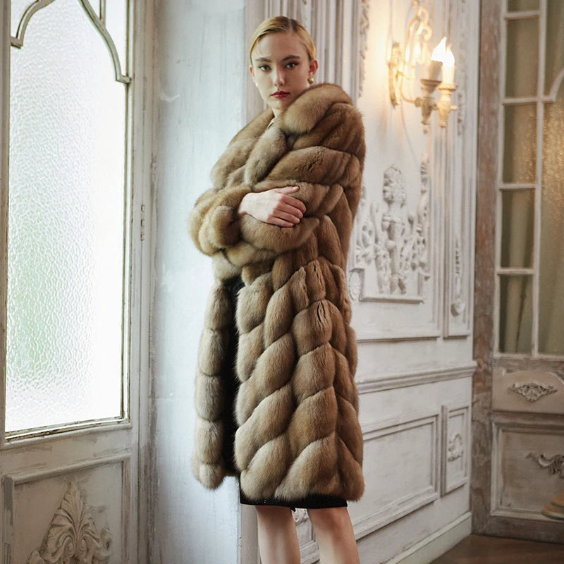 Women's Fur Coat 2223 Trend Natural Fur Long Mink Yellow Fashion Outerwear Jackets Trench Coats New In Outdoor Clothes Clothing