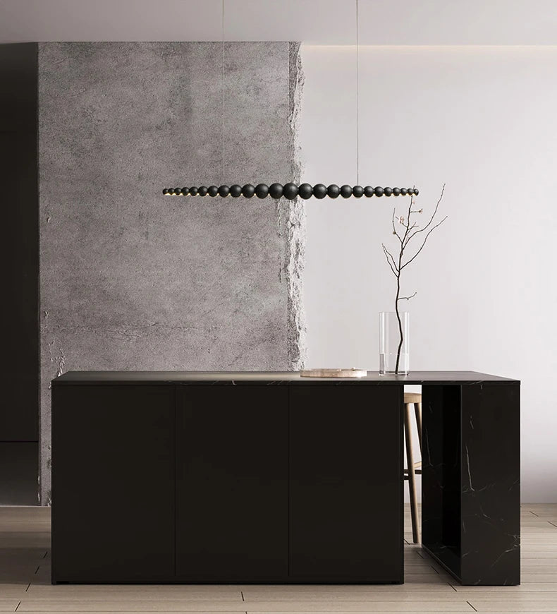 Wooden Pendant Lights Hanging Lamp Modern Table LED Long Linear Light Kitchen Island Lighting for Dining Living Room Office