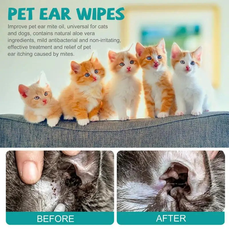 Cat Ear Wipes 50pcs Pet Teeth Cleaning Finger Cots Pet Grooming Supplies To Remove Ear Wax And Dirt Stop Smelly Itchy Ear
