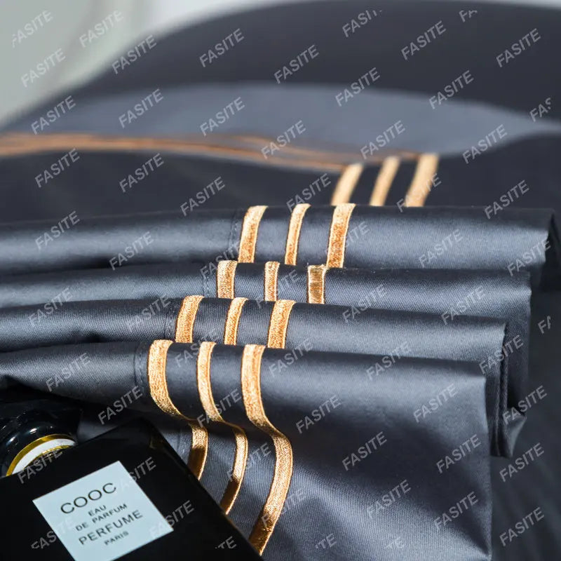 120s long-staple cotton satin cotton light luxury quilt cover four-piece high-end hotel European-style cotton bedding