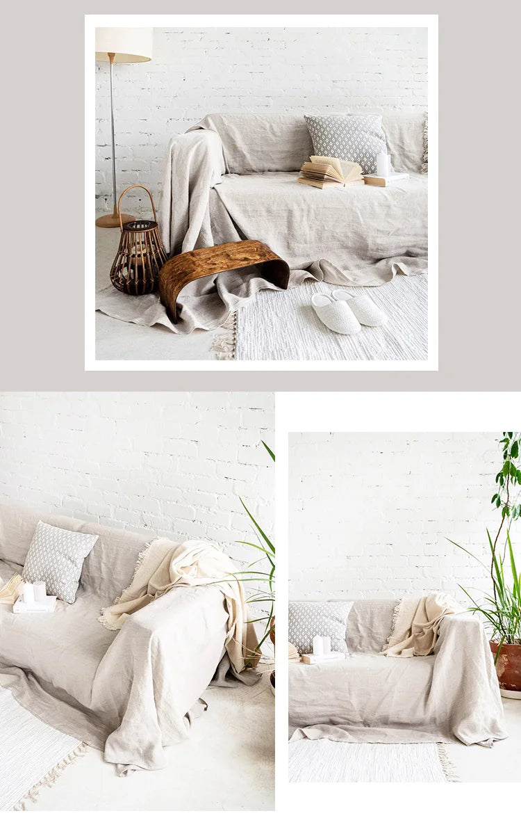 100% Linen Sofa Cover ,Premium Quality Sofa Slipcover, Soft Couch Chair Cover for Living Room Bedroom LOVESEAT Home Textile