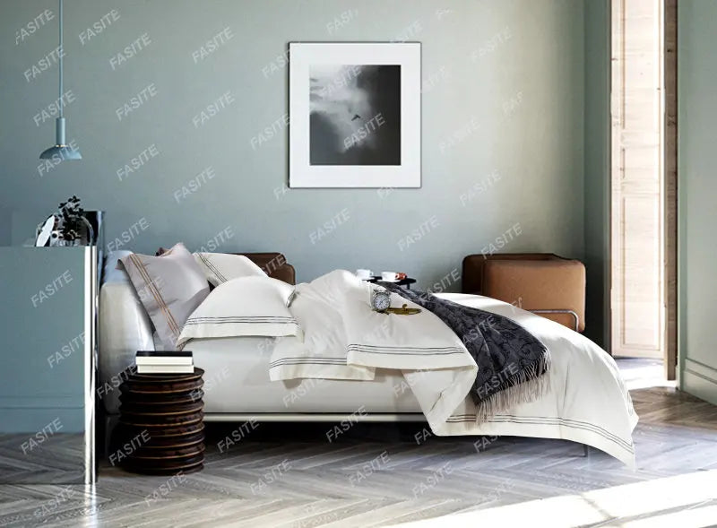 120s long-staple cotton satin cotton light luxury quilt cover four-piece high-end hotel European-style cotton bedding
