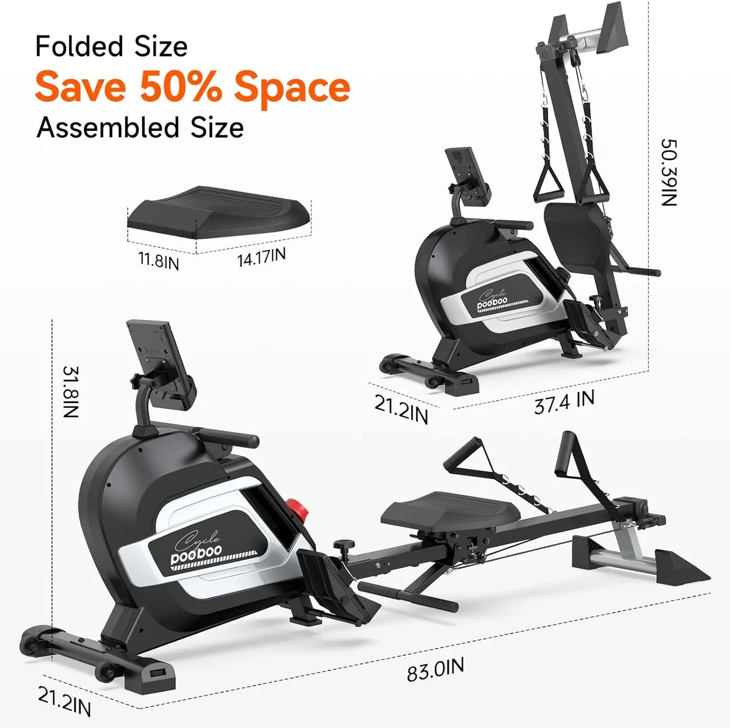 Workout Equipment Magnetic Rowing Machine 360 LB Weight Capacity Cardio Tablet Holder and Comfortable Seat Cushion Wioślarz Gym