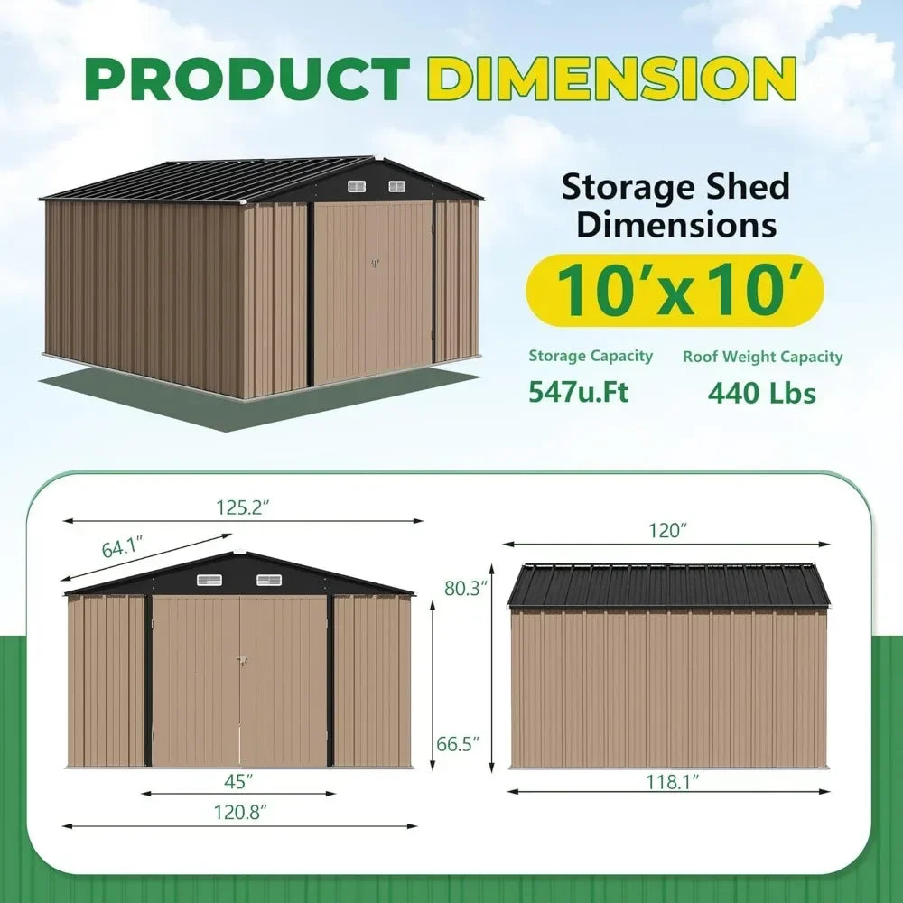10 X 10 Feet Outdoor Storage Shed, Terrace Garden Outdoor Storage House, Terrace House for Storage