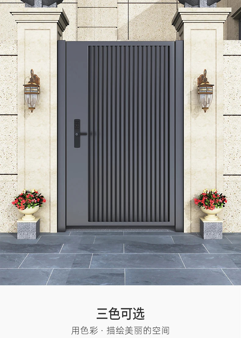 Wrought iron courtyard door Aluminum alloy villa door garden louver door outside single and double door homestay corridor entran