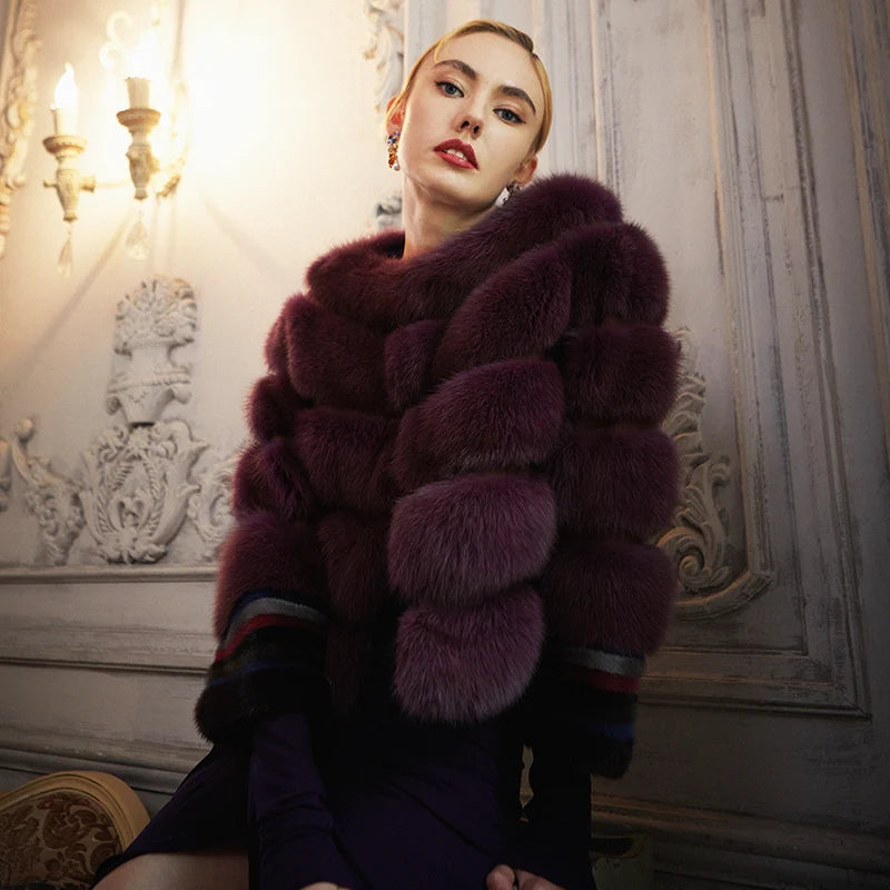 Women's Fur Coat 2223 Trend Natural Fur Long Mink Purple Fashion Outerwear Jackets Trench Coats New In Outdoor Clothes Clothing