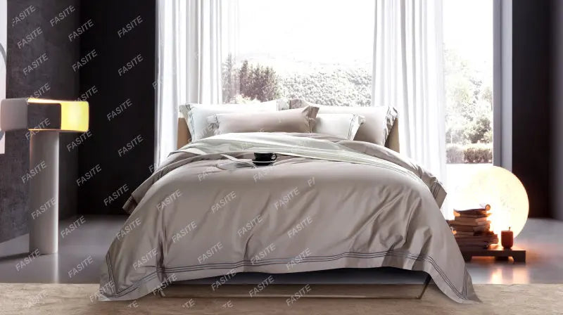 120s long-staple cotton satin cotton light luxury quilt cover four-piece high-end hotel European-style cotton bedding