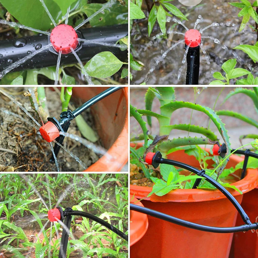 10M/20M Garden Drip Irrigation Automatic Watering System Kit 1/4'' Nozzles for Bonsai Pot Plant Lawn Flower Vegetable Greenhouse