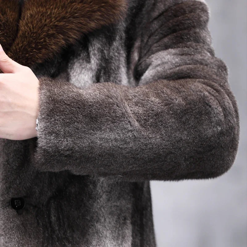 High End Natural Mink Coat Men's Jacket 2023 Winter New M.pennanti Fur Collar Whole Mink Real Fur Coats Jackets for Men Clothing