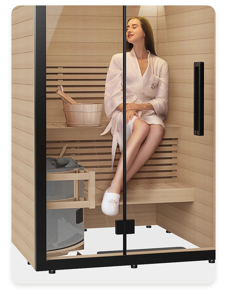 ZK Solid Wood Household Steam Room Volcanic Rock Wet Steam Health Room Medical Stone Sauna Room