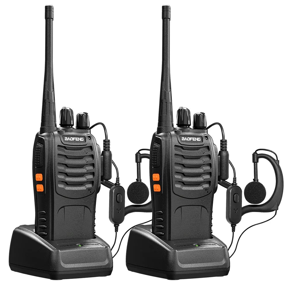 Baofeng BF-888S Walkie Talkie UHF 400-470MHz Long Range Two Way Radios with Earpiece 2 Pack for Adults or Kids Outing Camping