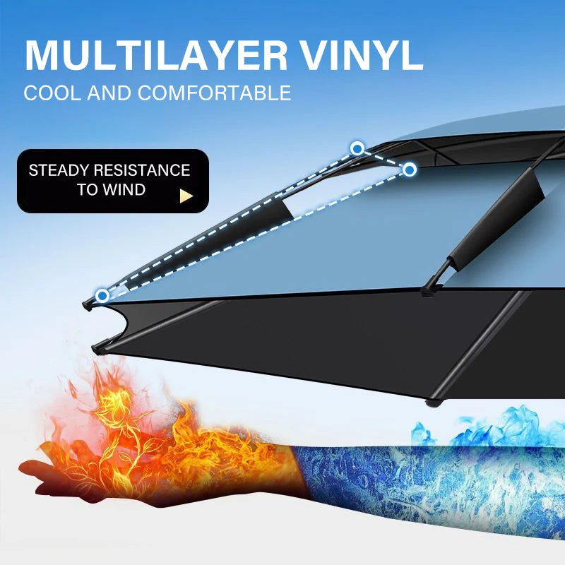 2.0-2.4M Double-Layer Fold Parasol Fishing Umbrella Outdoor Camping Umbrella for Beach Garden Parasol Windproof Umbrella Shade