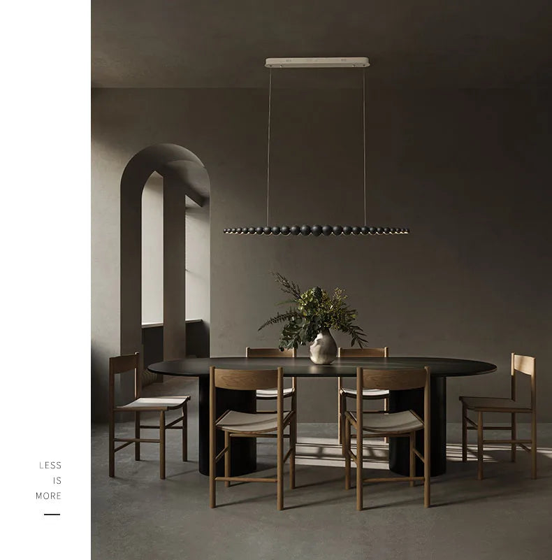 Wooden Pendant Lights Hanging Lamp Modern Table LED Long Linear Light Kitchen Island Lighting for Dining Living Room Office