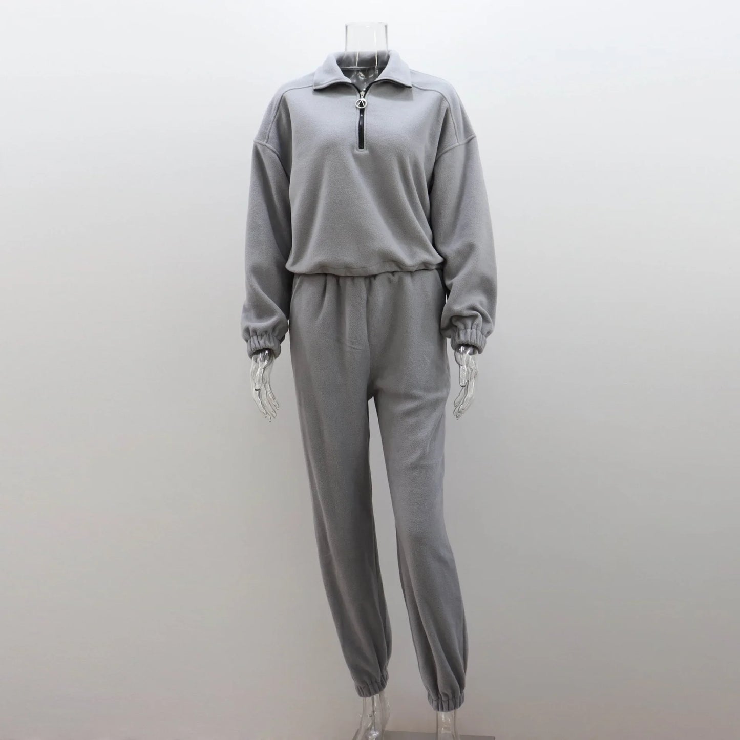 Women Two Piece Sets Turn Down Collar Pullovers Half-Zipper Comfortable Solid Long Sleeved Autumn Winter 2024 Tracksuit Set
