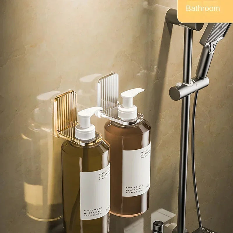 Light luxury shower Gel Bottle Rack Adjustable Shampoo Bottle Holder Hand Soap Dispenser Hook Wall Mounted Free Punching