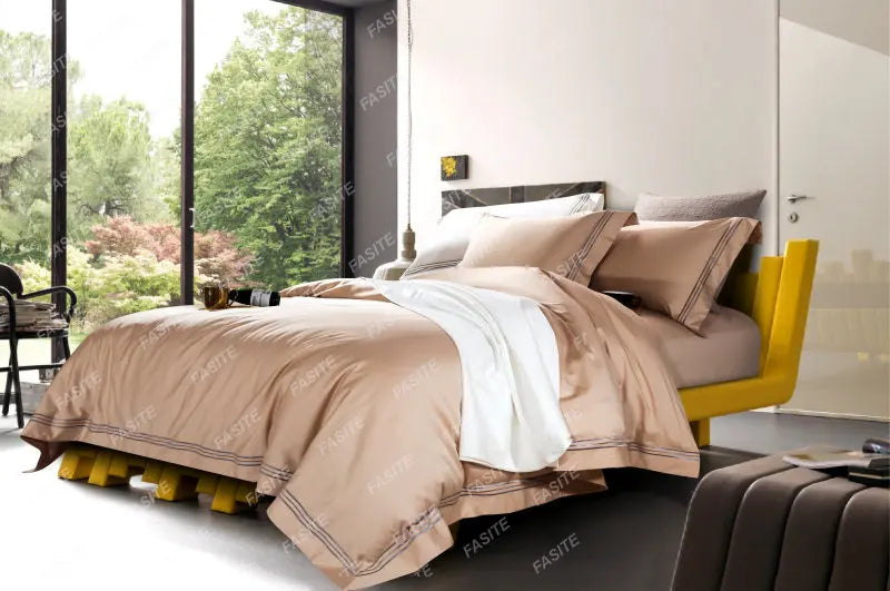 120s long-staple cotton satin cotton light luxury quilt cover four-piece high-end hotel European-style cotton bedding