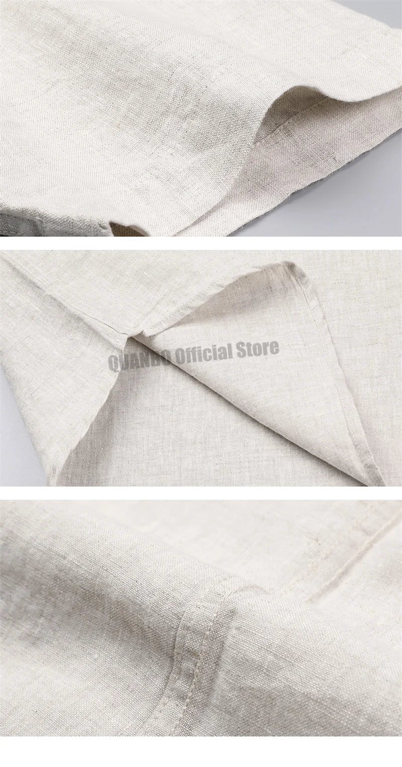 100% Linen Men Summer Shirts 2022 New Men's Fashion Comfortable Breathable Casual Classic Korean Pullover