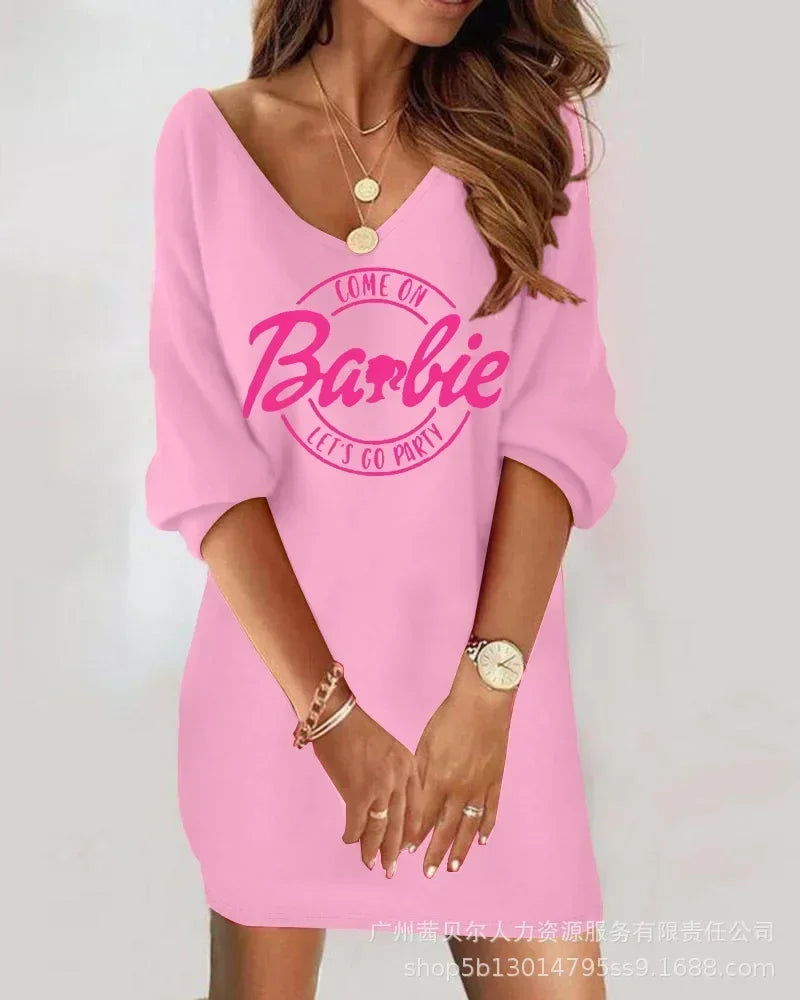 Women V-Neck Fleece Lace Off-Shoulder Dress Long Sleeve Fashion Casual Sexy Mini Dress